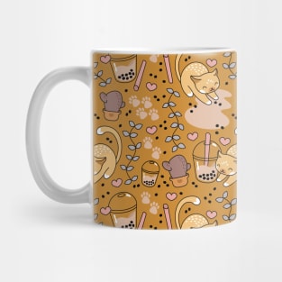 Cute Cat Bubble Tea Pattern Mug